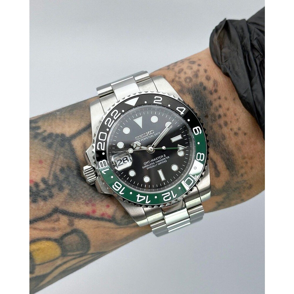 Custom Seiko Mod • Lefty Sprite GMT-Master II on Oyster Bracelet • 40mm